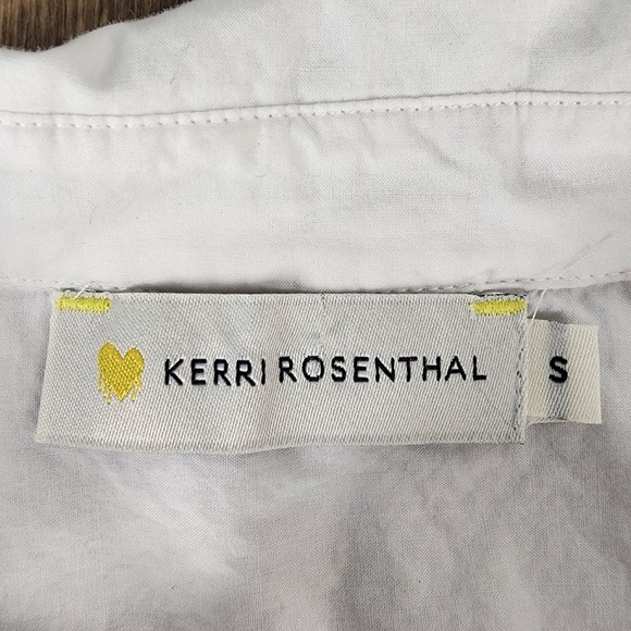 Kerri Rosenthal Small White Cotton Shirt with Pink Heart Applique Button Up Top - Picture 2 of 13